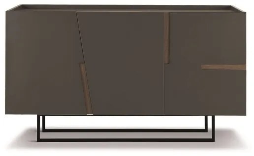 Madia 160 cm in legno e 3 ante Antracite e Tek - GIRONA piedini sagomati