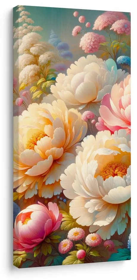 Quadro su tela – Peonie colorate in piena fioritura