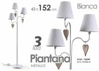 Lampada moderna piantana da terra bianca cm 152 stile shabby