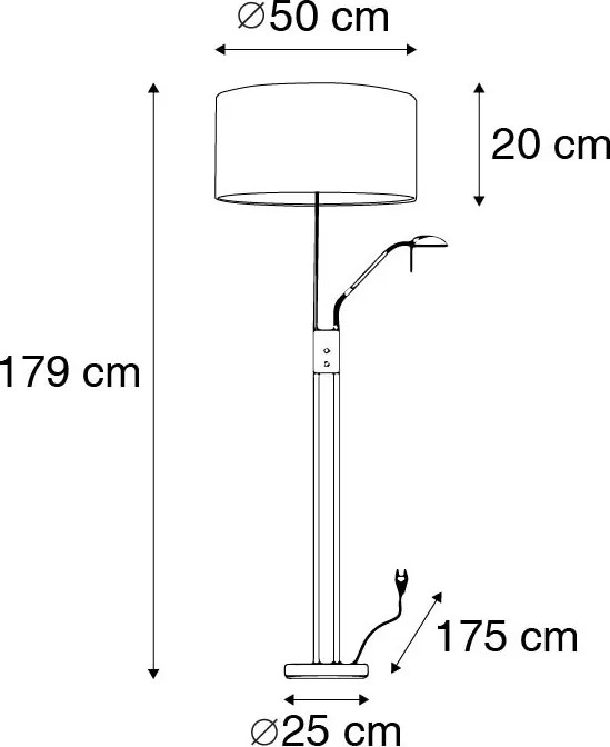 Lampada da terra in acciaio e bianco con braccio di lettura regolabile - Luxor