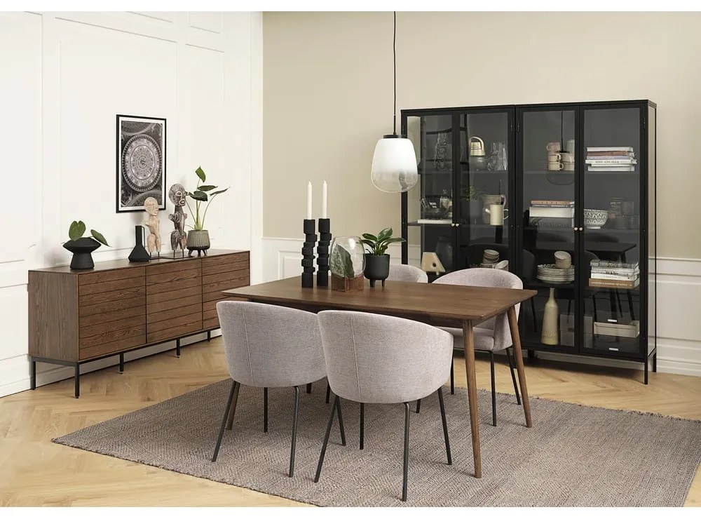 Sedia da pranzo grigio chiaro in imbottito con braccioli Easton – Unique Furniture