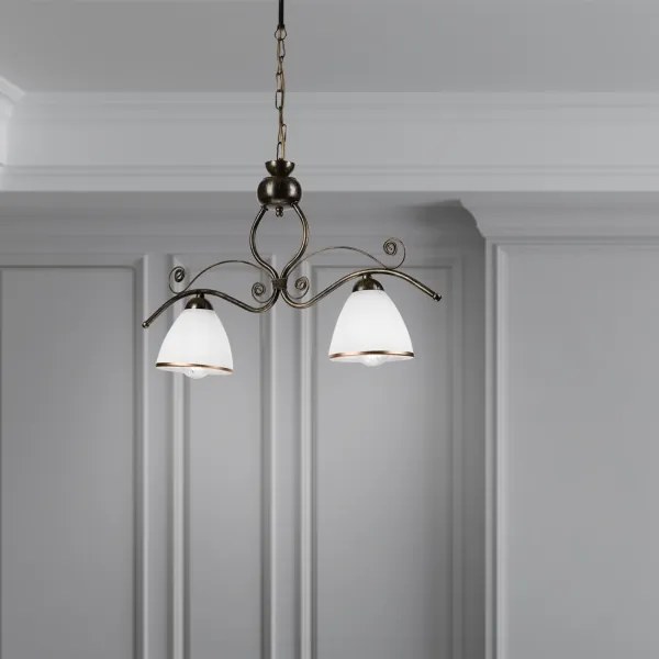 Lampadario a sospensione con catena RETRO 2xE27/60W/230V bronzo/patina