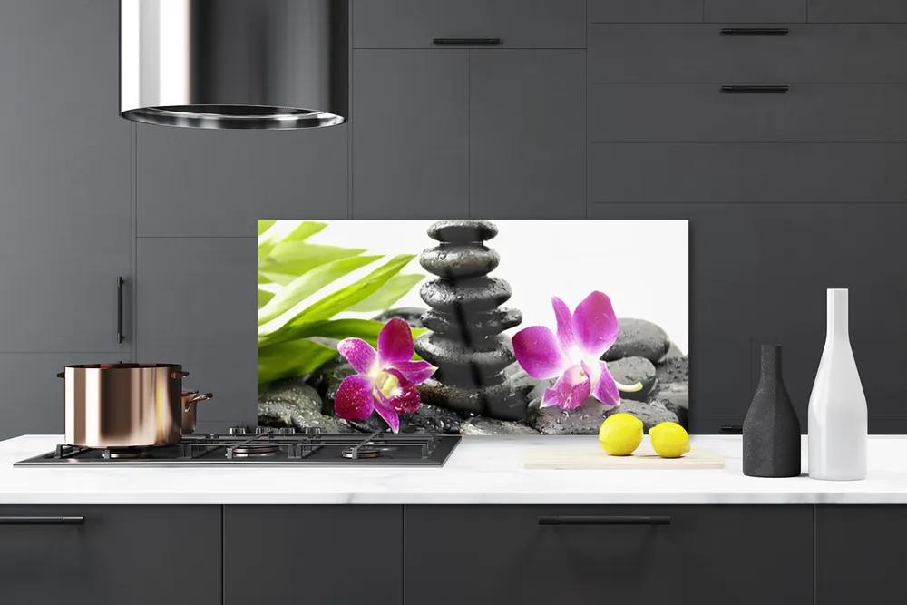 Pannello cucina paraschizzi Zen Spa pietre orchidea 100x50 cm