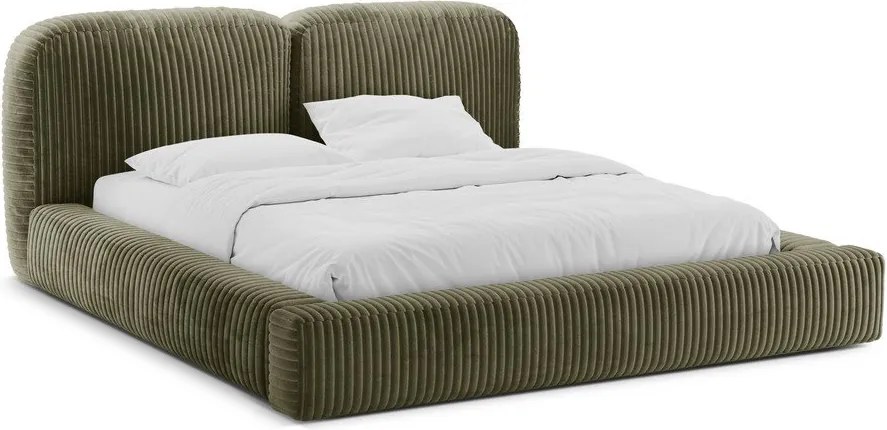 Letto matrimoniale imbottito verde con contenitore con rete inclusa 160x200 cm Martina – Micadoni