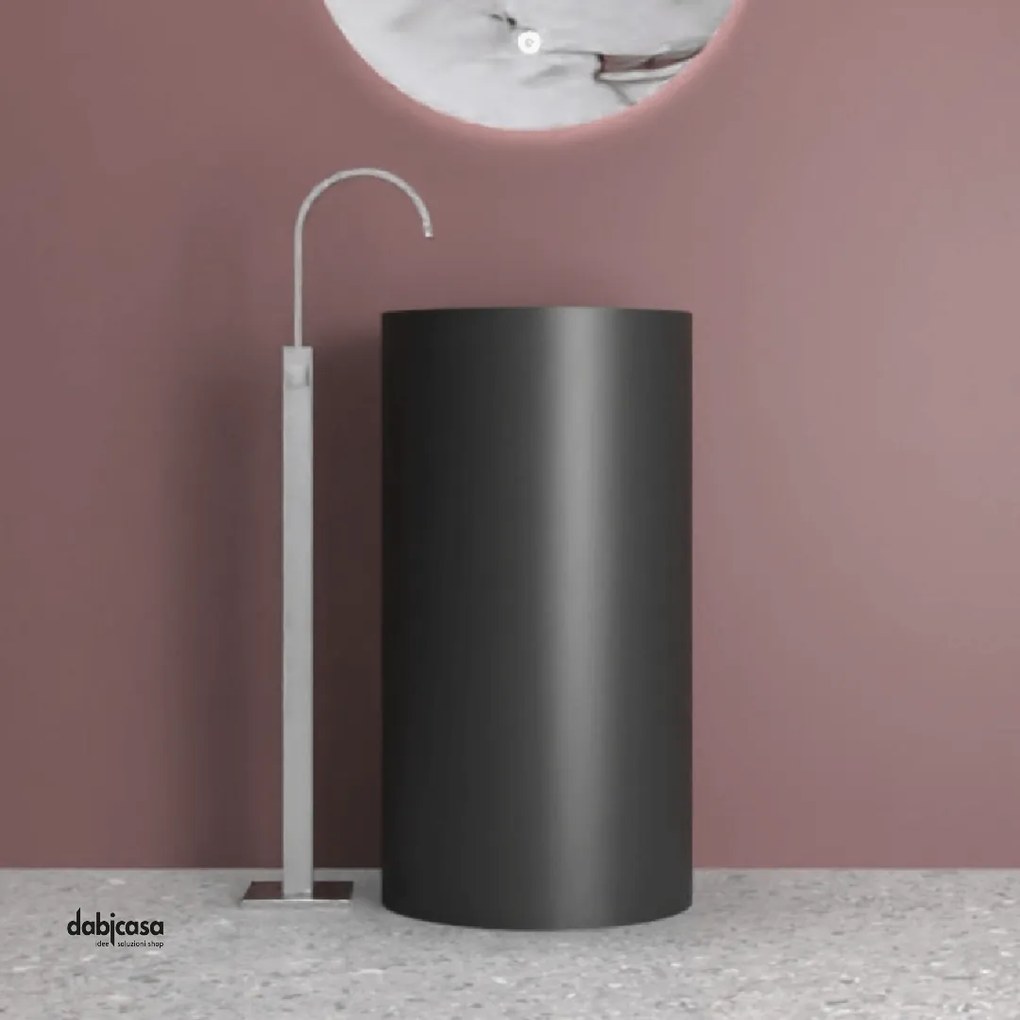 Lavabo Freestanding Tondo "Isto" In ArtStone Finitura Nero Opaco