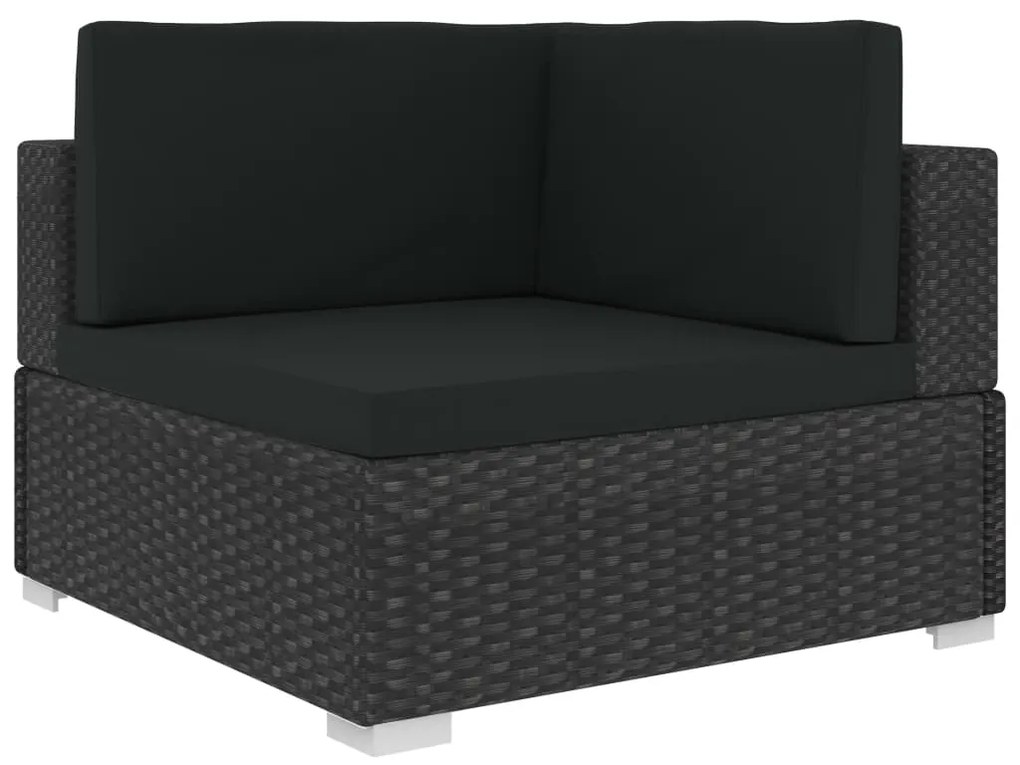 Set divani da giardino 4 pz con cuscini in polyrattan nero