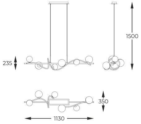 Zuma Line MD3145-6-EBGN - Lampadario a sospensione con filo NISYRO 6xG9/3,5W/230V nero