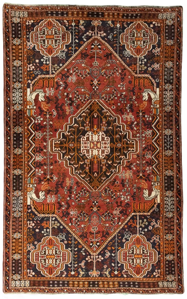 Shiraz Tappeto persiano 160x250 Rosso (Iran) Annodato A Mano