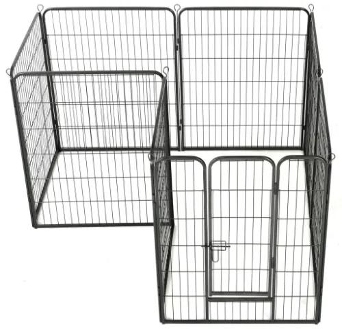 Box per Cani con 8 Pannelli in Acciaio 80x100 cm Nero
