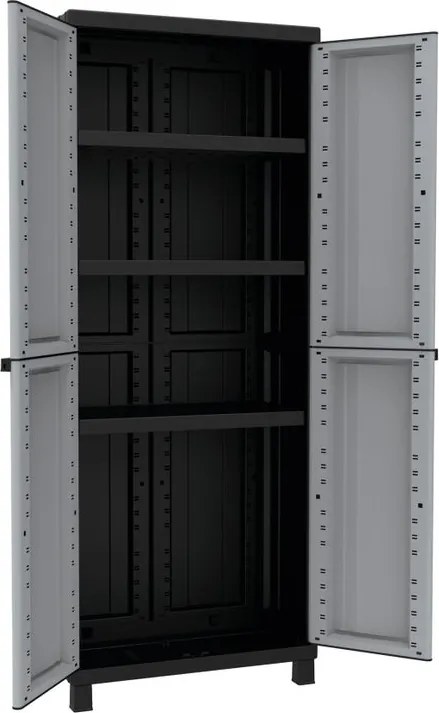 Armadio alto Twist Black  3680 TERRY STORAGE in polipropilene, nero e grigio L 68 x H 170 x P 39 cm 2 ante, adatto per esterno riparato