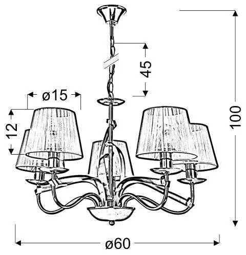 Lampadario a sospensione con catena DIVA 5xE14/40W/230V