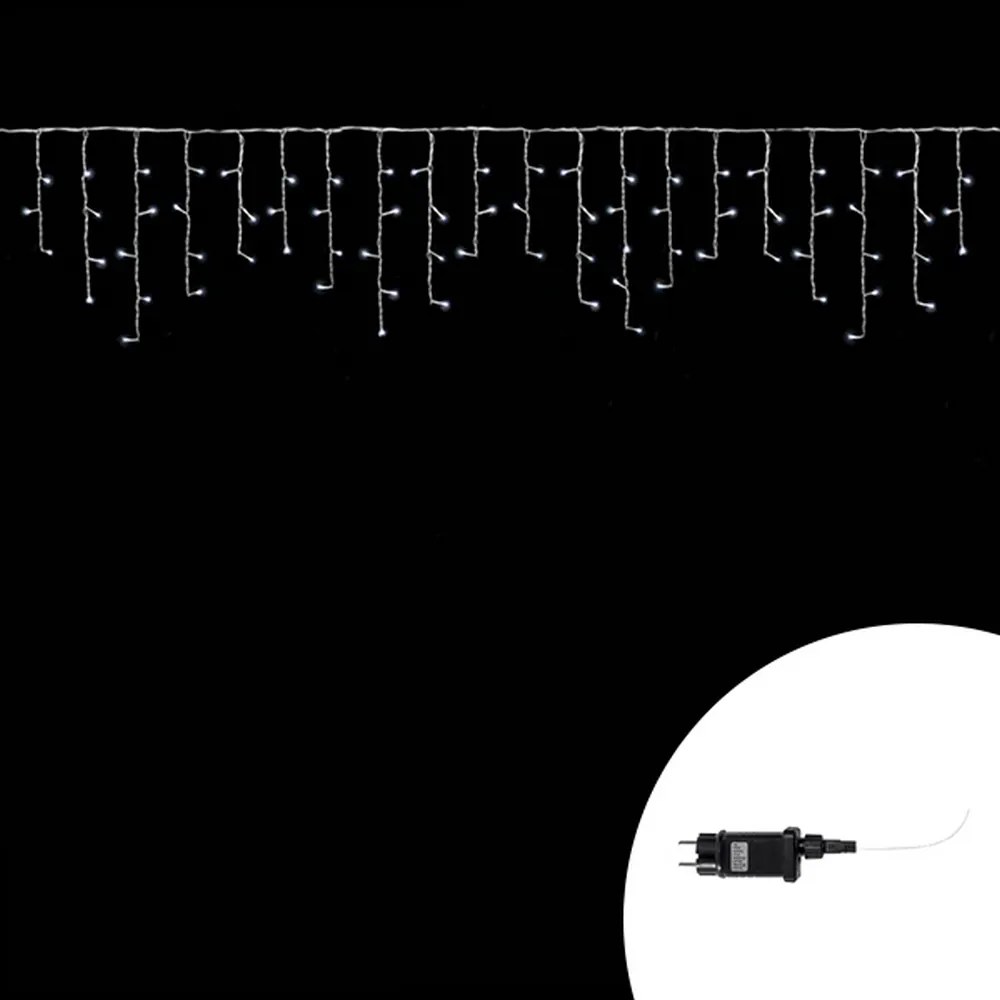 Tenda luminosa 10 metri 380 Led Bianco Freddo fisso e intermittente stalattiti prolungabile altezza 50cm da esterno Wisdom