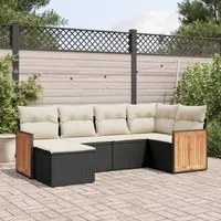 Set Divano da Giardino 6 pz con Cuscini Nero in Polyrattan 3227855