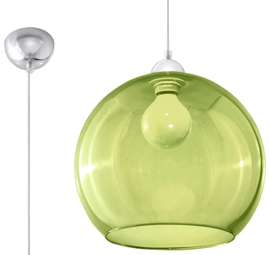 Lampada a sospensione verde con paralume in vetro ø 30 cm Bilbao - Sollux