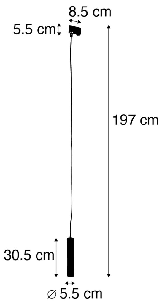 Lampada a sospensione di design bianca con adattatore per binario trifase - Tuba Small 3-fasi