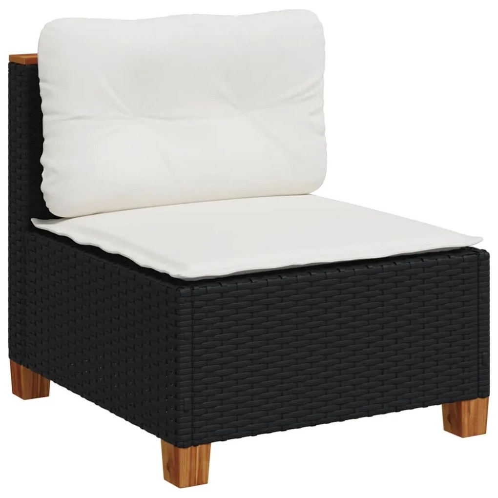 Set divani da giardino 10pz con cuscini in polyrattan nero