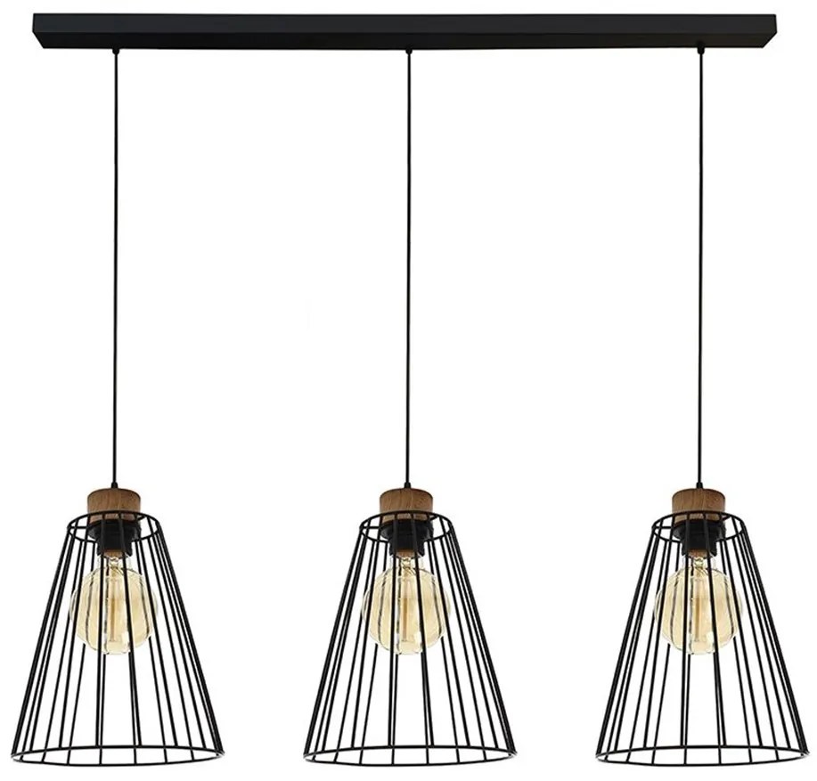 Spot-Light DO19319304 - Lampadario a sospensione con filo ORAZIO 3xE27/60W/230V pino