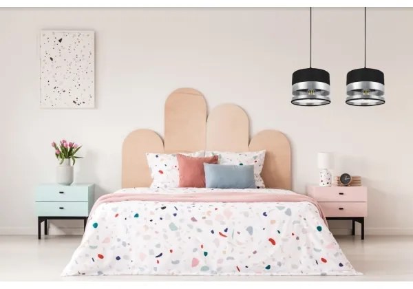 Lampadario su filo MILO 2xE27/60W/230V argento/nero