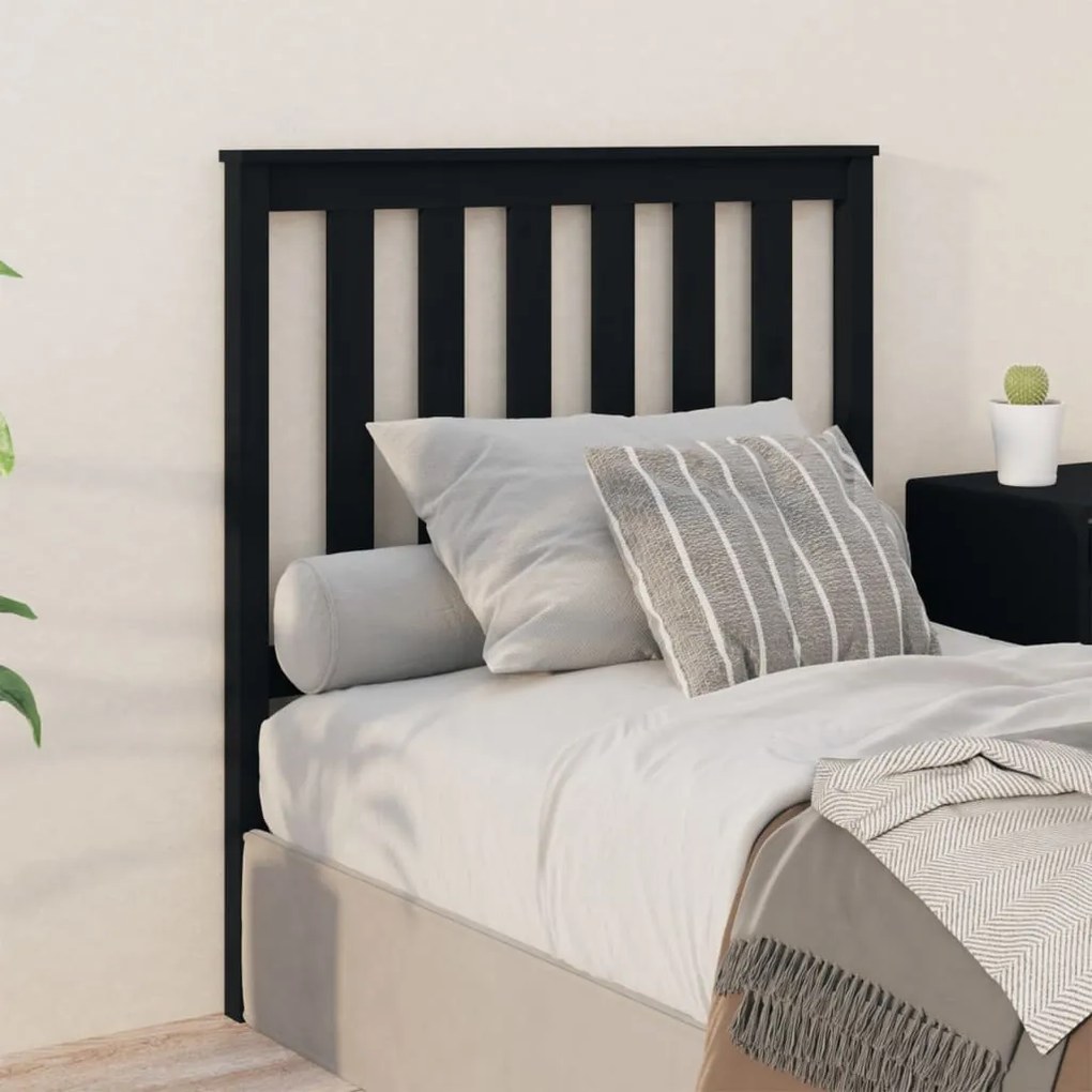 Testiera Per Letto Nera 96x6x101 Cm İn Legno Massello Di Pino /