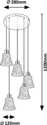 Rabalux - Lampadario su filo 5xE14/40W/230V