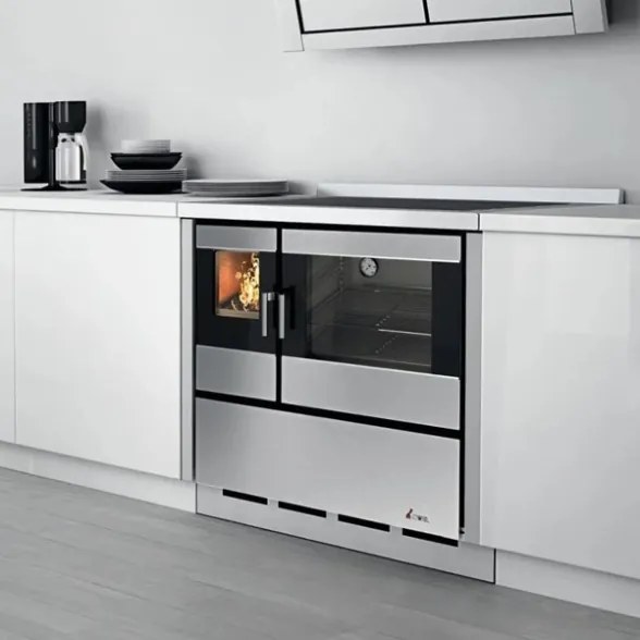 Cucina A Legna Da Incasso Con Forno Ventilato 7,5 kW Kook 90 Cadel Antracite