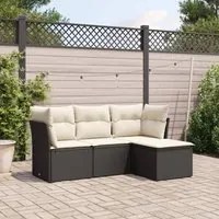 Set Divani da Giardino 4 pz con Cuscini Nero in Polyrattancod mxl 92162