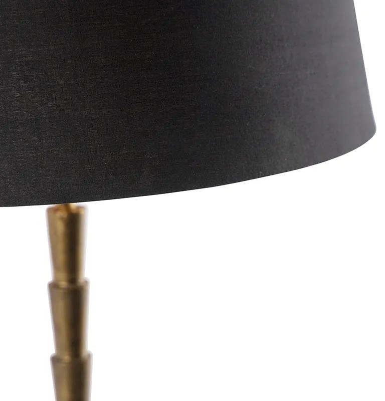 Lampada da tavolo Art Déco bronzo con paralume in cotone nero 35 cm - Pisos
