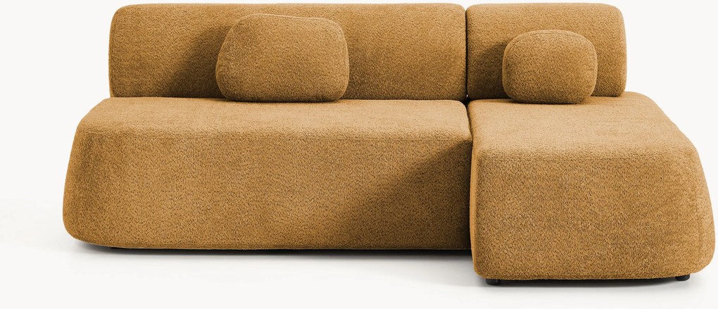Divano letto angolare 2 posti in teddy-bouclé Pao