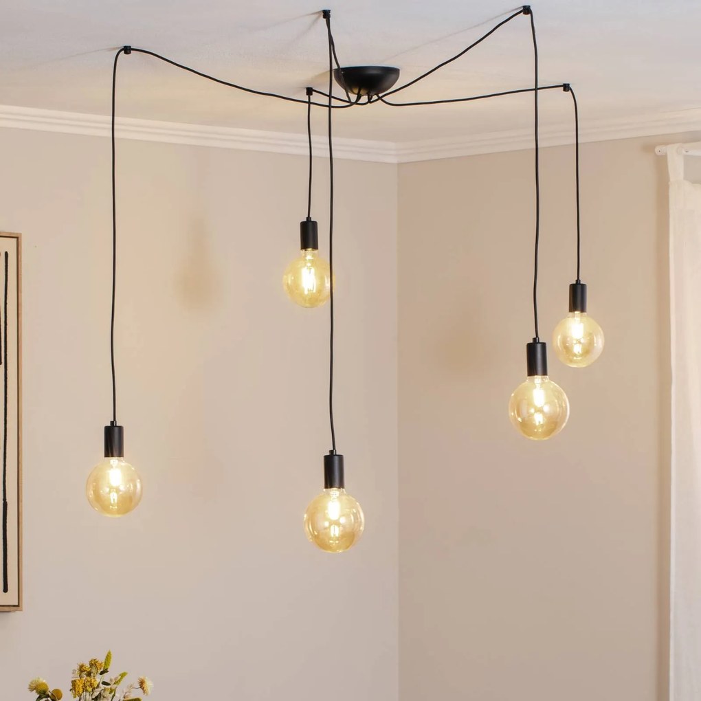 Nowodvorski Lighting Lampada a sospensione Spider in nero, 5 luci