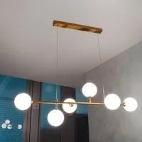 Lampadario moderno luce pendente in bronzo dorato 6 lampade G9 globo illuminazione soggiorno cucina salotto 230V