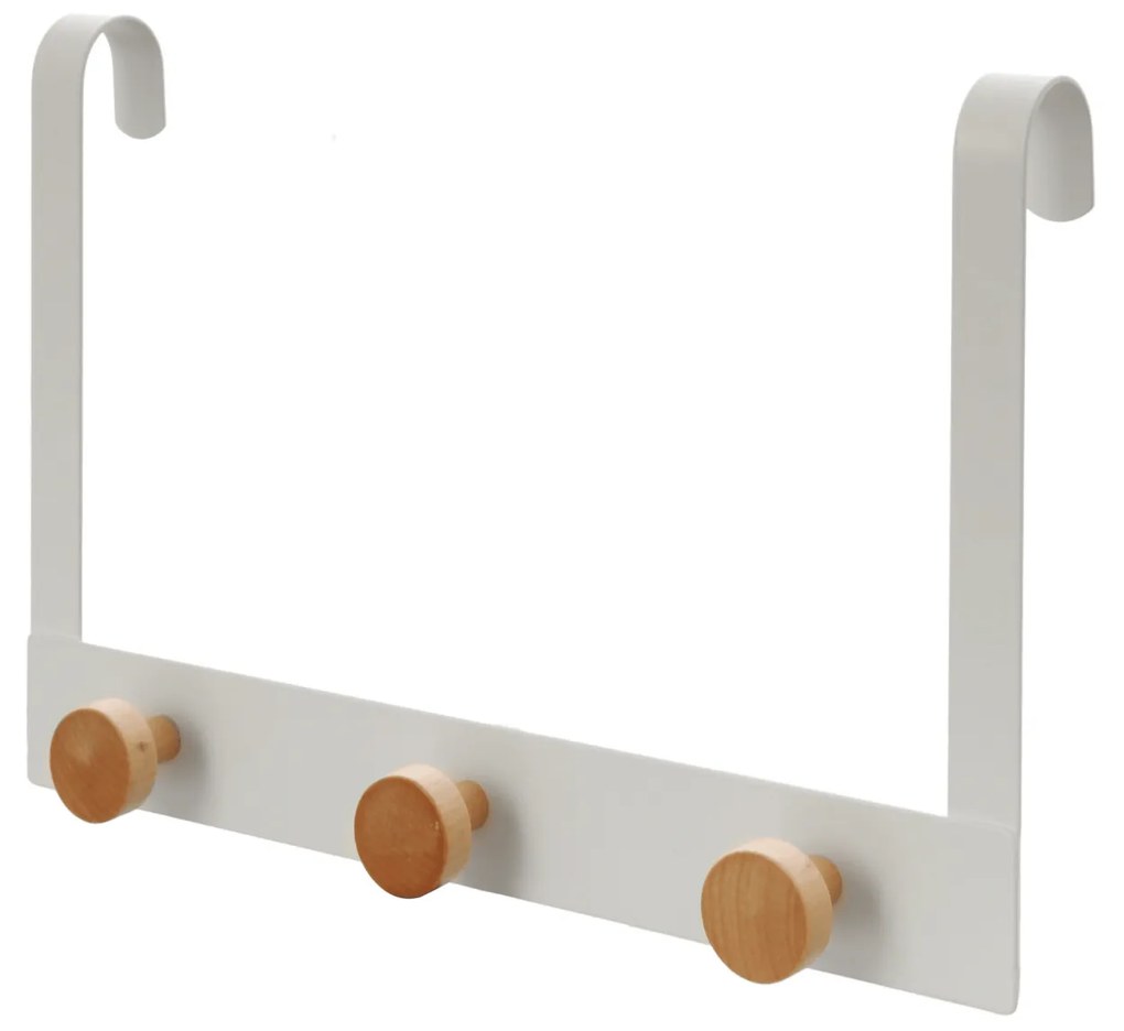 Gancio Triplo a Parete Feridras "Haiti" Bianco/Bambù