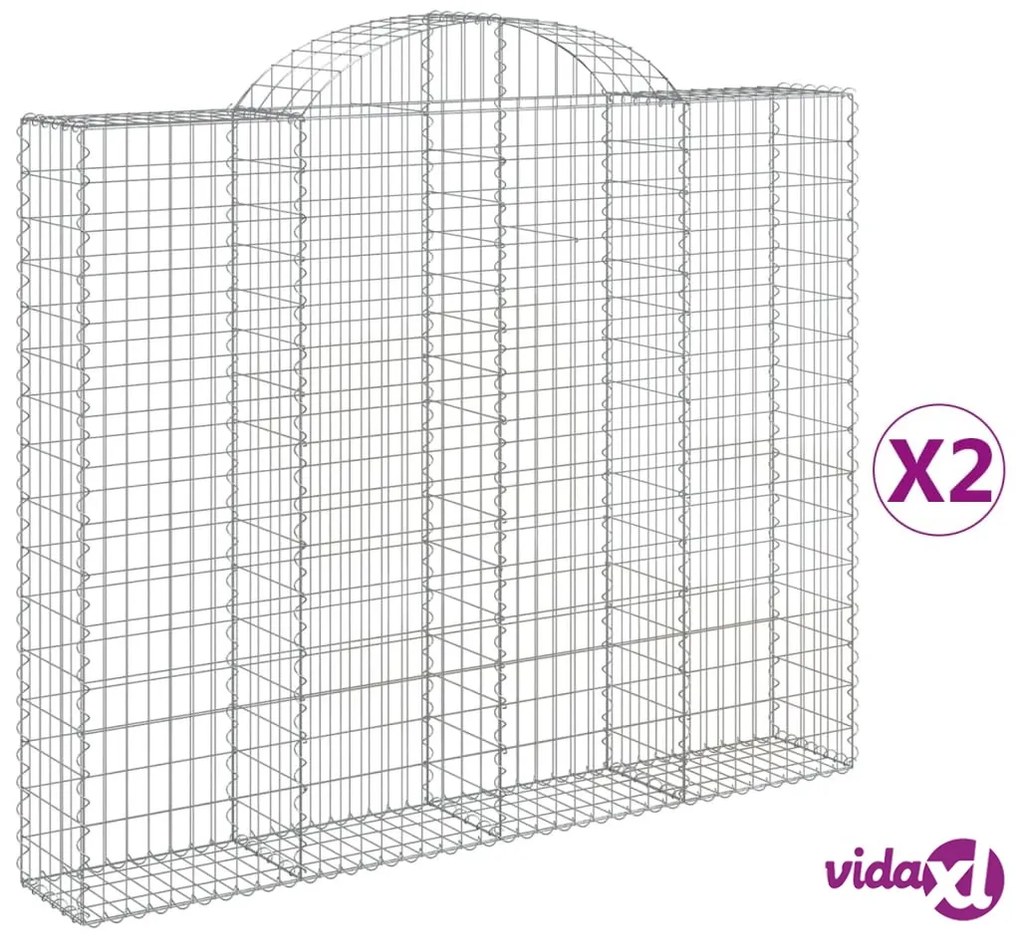vidaXL Cesti Gabbioni ad Arco 2 pz 200x30x160/180 cm Ferro Zincato