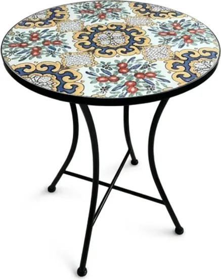 Set Bistrot Tavolo Maioliche D60xH75 Con 2 Sedie Pieghevoli Fiorarte