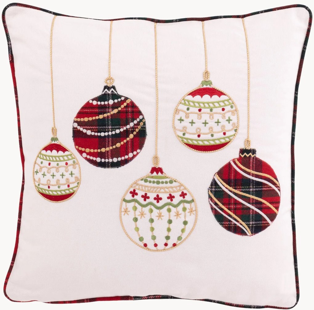 Cuscino natalizio in cotone Christmas Baubles
