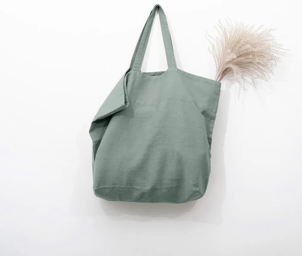 Borsa della spesa in lino verde Milieu - Linen Tales