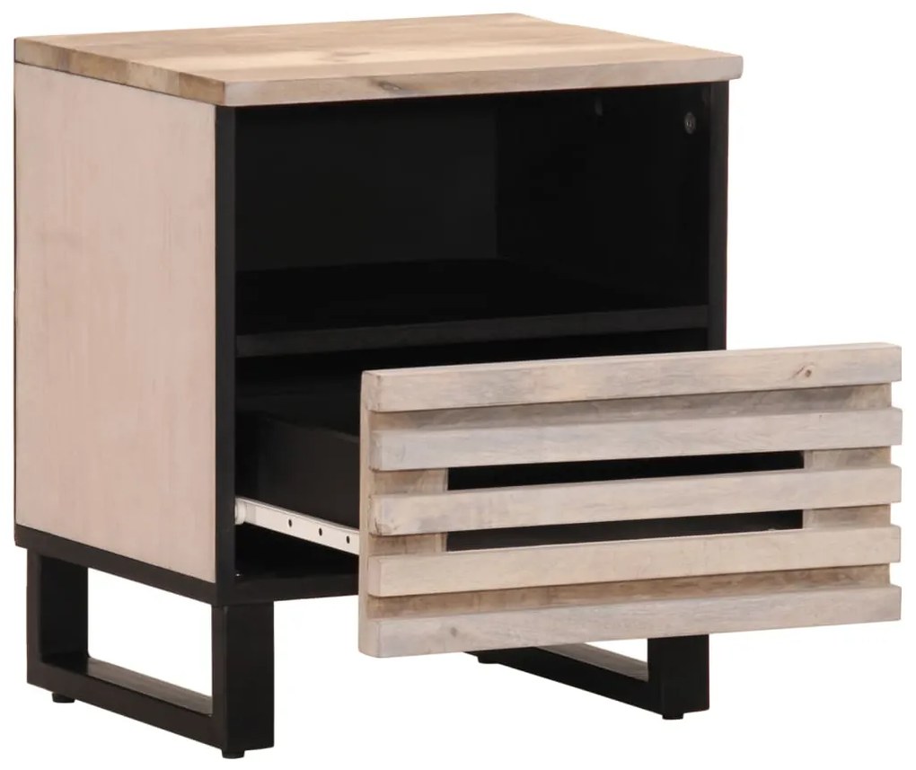 Comodini 2pz 40x34x46 cm in legno massello di mango sbiancato