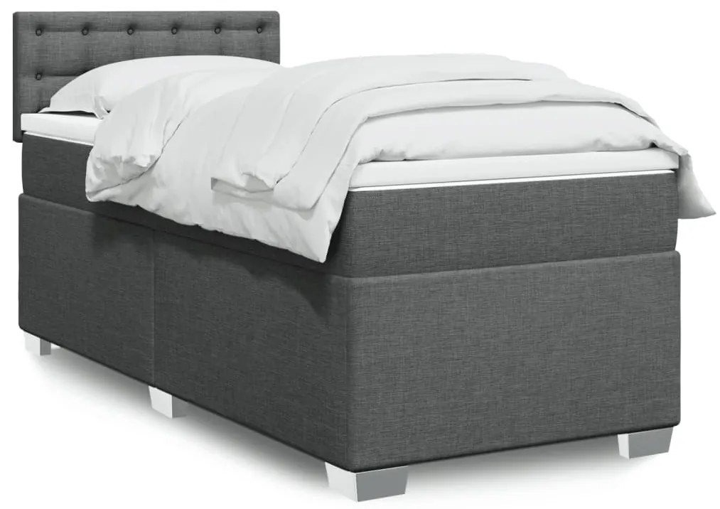 Giroletto A Molle Con Materasso Grigio Scuro 100x200 Cm Tessuto /