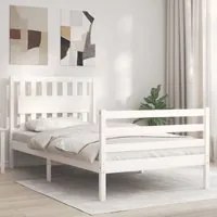 Giroletto con Testiera Bianco 100x200 cm in Legno Massello 3194302