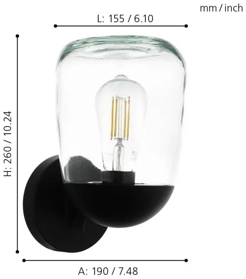 Eglo 98701 - Applique da esterno DONATORI 1xE27/60W/230V IP44