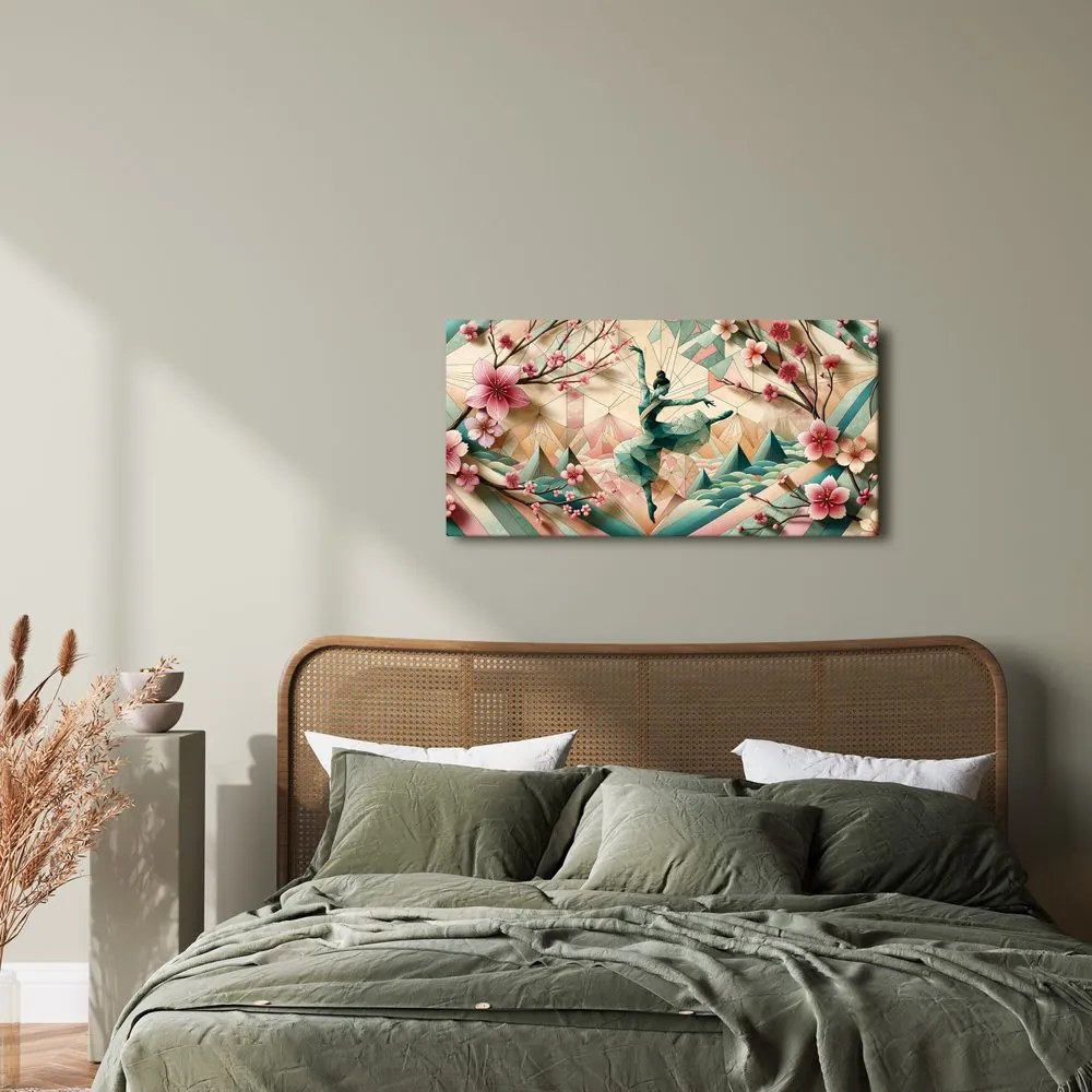 Quadro su tela – Ballerina astratta tra i fiori