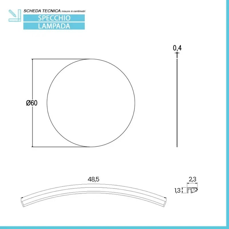 Specchio bagno rotondo con luce a led integrata da 60cm