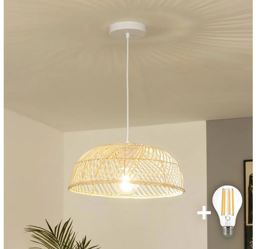 Brilagi - Lampadario LED a sospensione su cavo CERIA BOHO 1xE27/40W/230V Ø 40 cm in rattan