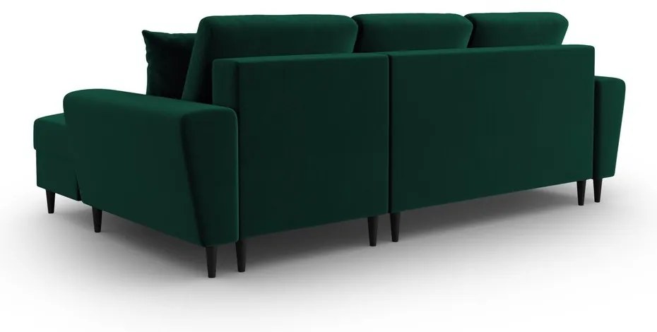 Divano angolare verde allungabile e con contenitore (con penisola a destra/con chaise lounge) con rivestimento in velluto Kyoto – Cosmopolitan Design