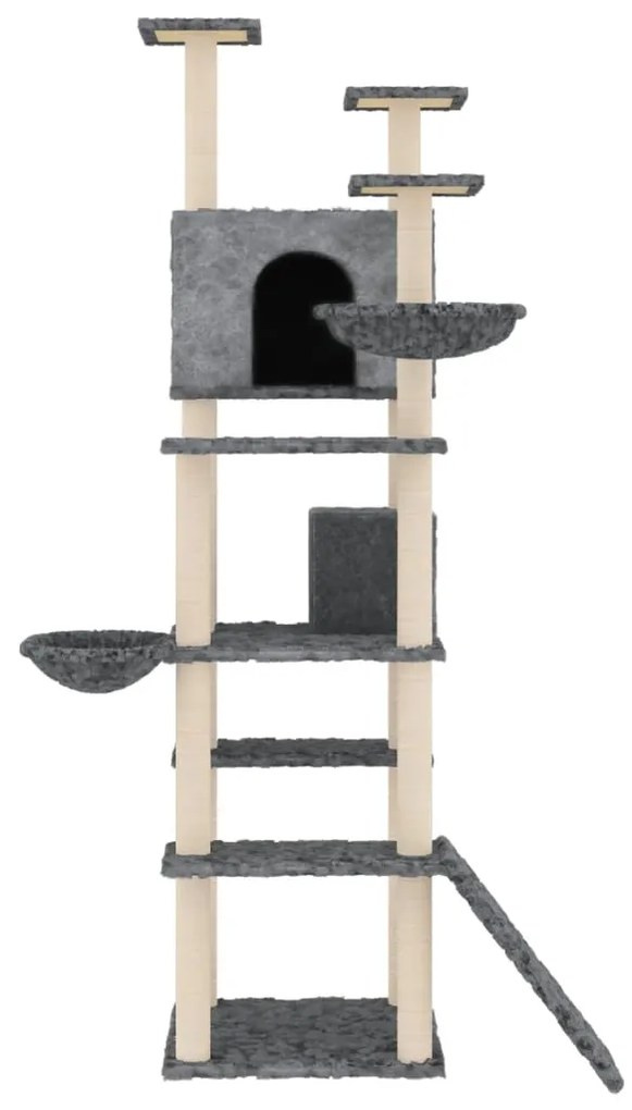 Albero per gatti con tiragraffi in sisal grigio scuro 191 cm