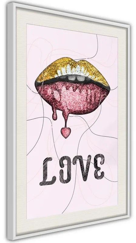 Poster  Lip Gloss and Love  Cornice Quadri Cornice d'oro, Larghezza x Altezza Home decor 30x45