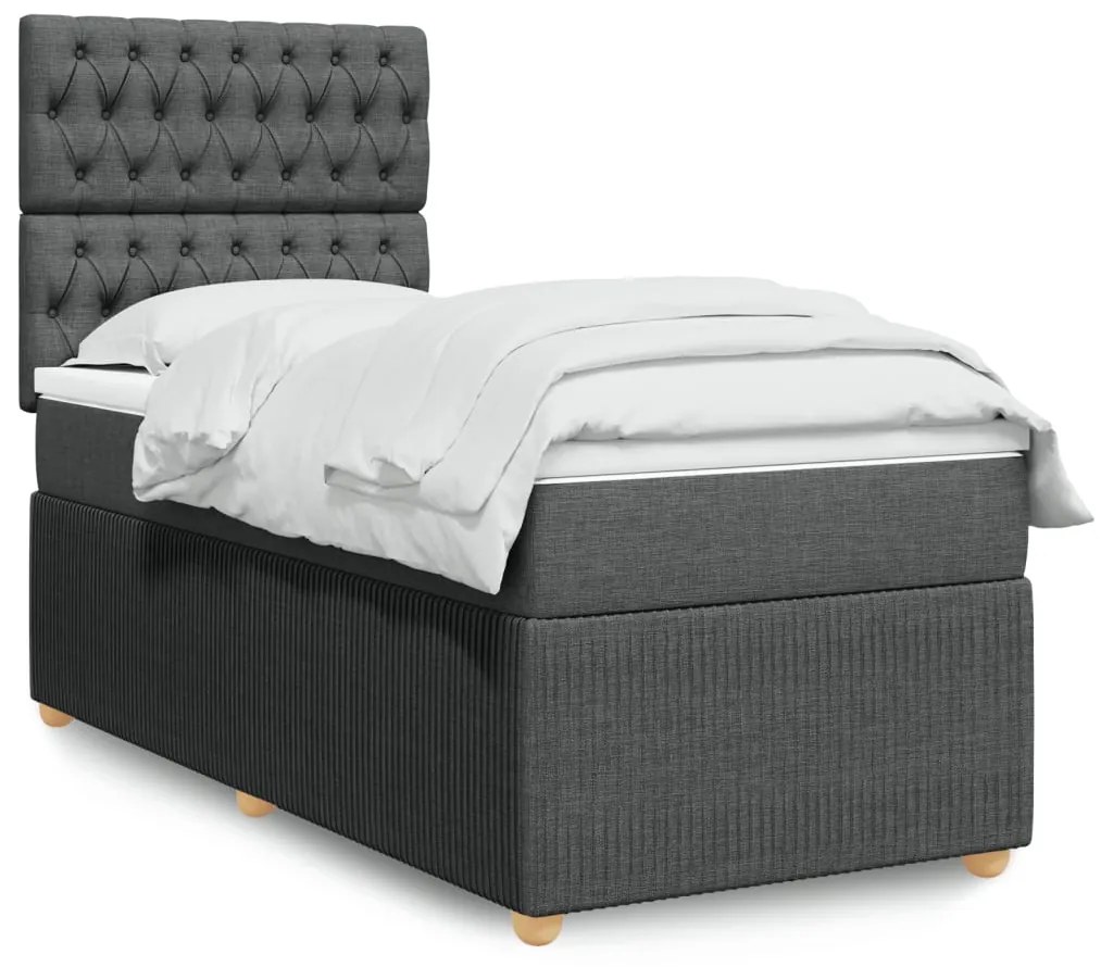 Giroletto A Molle Con Materasso Grigio Scuro 80x200 Cm Tessuto /