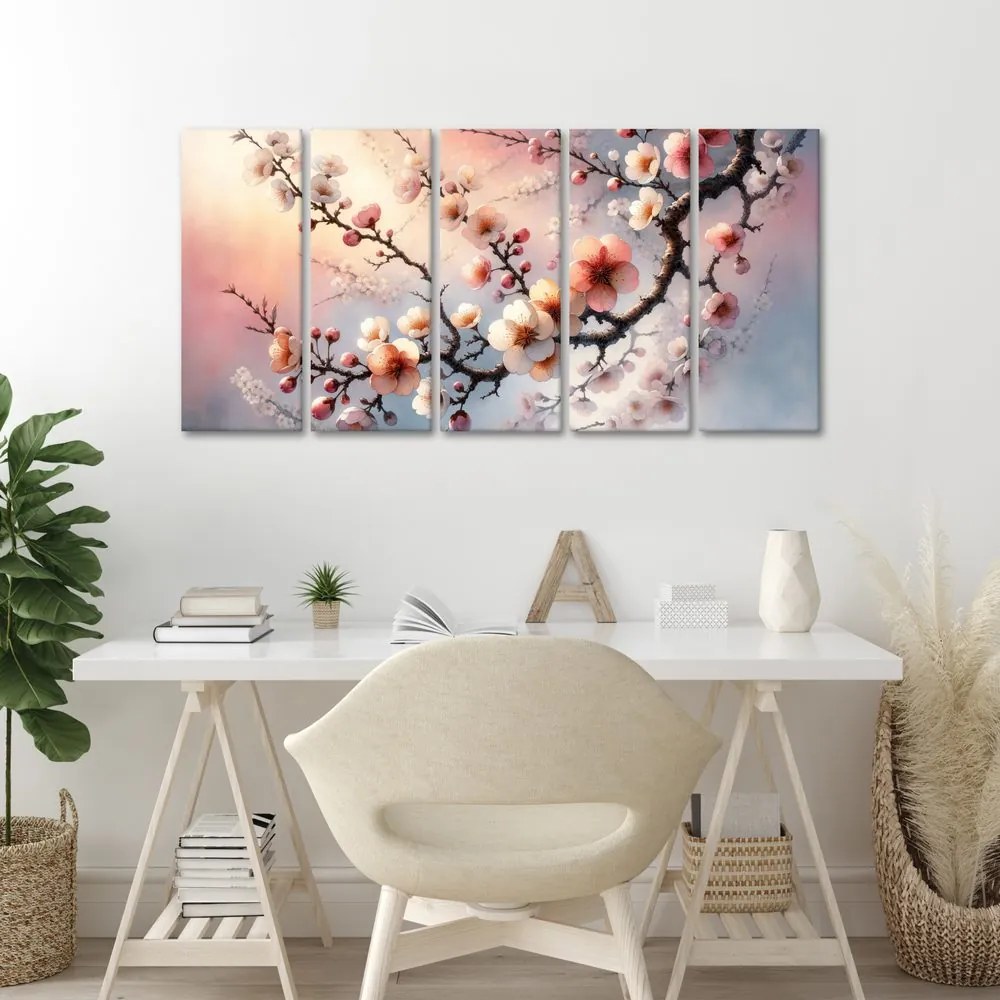 Quadri 5 pezzi – Ramo in fiore