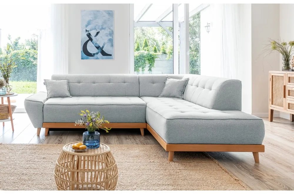 Divano letto angolare grigio chiaro L, angolo destro Dazzling Daisy - Miuform