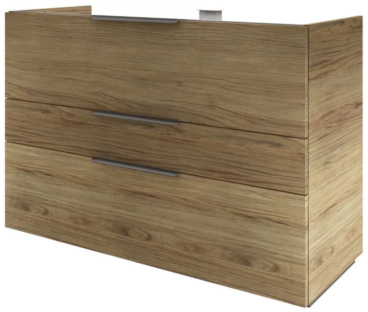 Mobile da bagno a terra L 120 x H 84 x P 48 cm rovere miele, 3 cassetti SENSEA Neo Line, Maniglie acquistabili separatamente
