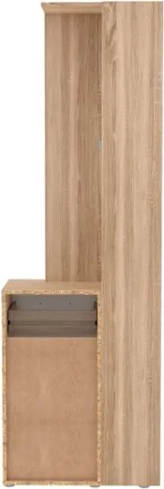 Mobile Ingresso 65x34x196 Con Specchio E Barra Appendiabiti Teka Bianco E Rovere